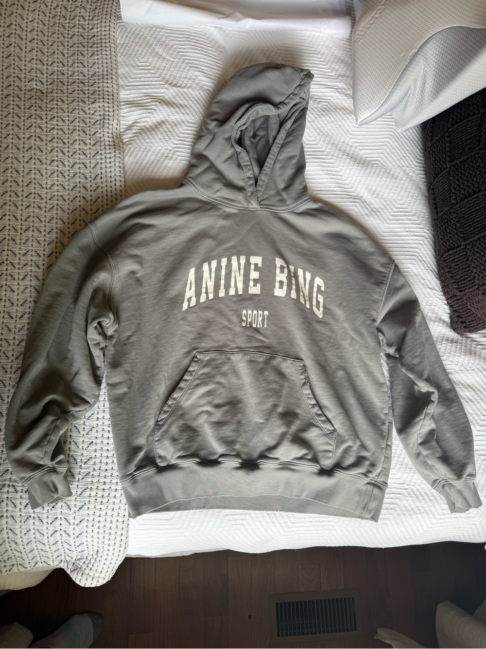 Anine Bing Hoodie in Olive size small